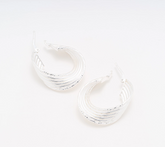 UltraFine 950 Silver 6-Row 1-1/4" Interlocking Hoop Earrings