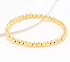 UltraFine 950 Silver Gold Tone Polished 5mm Bead Bracelet Small/Avg