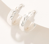 UltraFine 950 Silver Diamond Cut 1/2" Hoop Earrings