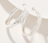 UltraFine 950 Silver Diamond Cut 1" Hoop Earrings