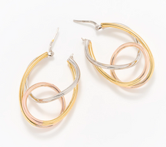 David Markstein Tri Color Bronze 1-1/4" Multi-Circle Hoop Earrings