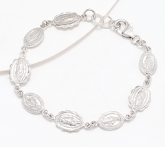 David Markstein Sterling Silver Religious Medallion Line Bracelet Avg
