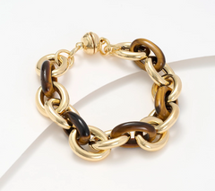 David Markstein Yellow Bronze Rolo & Gemstone Magnetic Bracelet Small