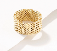 David Markstein Yellow Bronze Couture Tessutto Mesh Band Ring Size 11