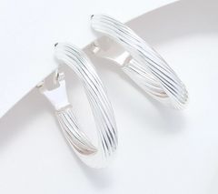 UltraFine 950 Silver 1" Hoop Earrings Omega Back