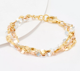 UltraFine 950 Silver TRi-Color Multi-Row Mirror Link Bracelet
