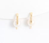 Honora Yellow Bronze White Pearl Earrings