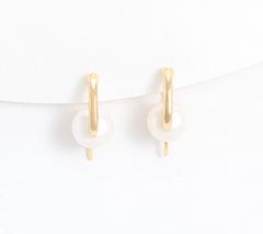 Honora Yellow Bronze White Pearl Earrings