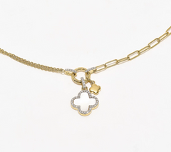 Accent by Affinity Gold Clad Sterling Silver MOP Clover Charm Necklace
