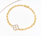 Accents by Affinity Gold Clad SS MOP Clover Linked Bracelet Avg
