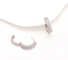 Steel by Diamonique Baguette Hoop Earring