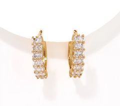 Steel by Diamonique Gold Clad Baguette Hoop Earring