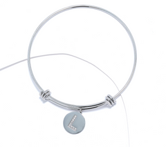 Steel by Diamonique Silvertone "L" Initial Bracelet, Small/Avg