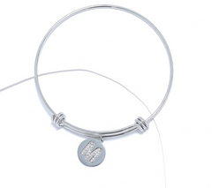 Steel by Diamonique Silvertone "M" Initial Bracelet, Small/Avg