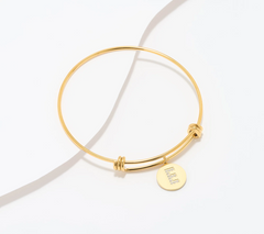 Steel by Diamonique Gold Tone "E" Initial Bracelet Avg/Large