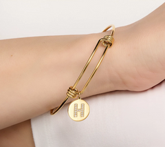 Steel by Diamonique Gold Tone "H" Initial Bracelet Small/Avg