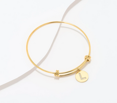 Steel by Diamonique Gold Tone "L" Initial Bracelet Small/Avg