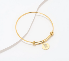 Steel by Diamonique Gold Tone "R" Initial Bracelet Avg/Large