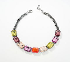 Denim & Co. Simulated Gemstone Necklace 16"L