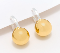 UltraFine 950 Silver Two Tone Bead Drop Hoop Earrings