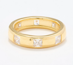 Diamonique Italia Gold Clad Sterling Silver Band Ring, Size 8