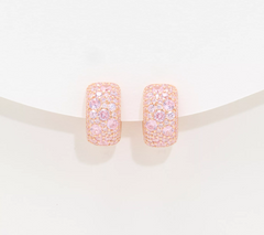 Diamonique Italia Rose Clad Sterling Silver Huggie Hoop Earrings