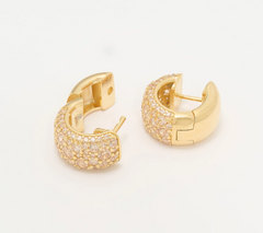 Diamonique Italia Gold Clad Sterling Silver Huggie Hoop Earrings