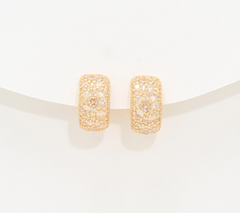 Diamonique Italia Gold Clad Sterling Silver Huggie Hoop Earrings