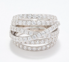 Diamonique Italia Sterling Silver Multi Layer Ring Size 11
