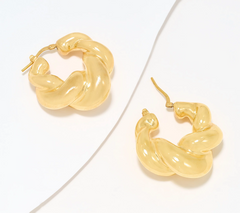 UltraFine 950 Silver Bold Twisted 1 1/8" Hoop Earrings