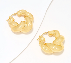 UltraFine 950 Silver Bold Twisted 1 1/8" Hoop Earrings