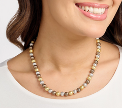 David Markstein Tri Color Mocha Bronze Satin 8mm Bead Magnetic Necklace