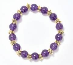 David Markstein Bronze Amethyst Bead & Rondels Stretch Bracelets Small/Avg
