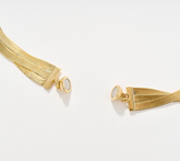 David Markstein Gold Tone Bronze Layered Herringbone 17" Necklace w/ Magnet Clasp