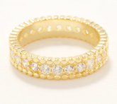 Diamonique Gold Clad Sterling Silver Beaded Border Eternity Ring Size 8