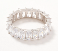 Diamonique Classics Sterling Silver Baguette Eternity Band Ring Size 9