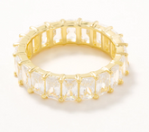 Diamonique Classics Gold Clad Sterling Silver Baguette Eternity Band Ring Size 8