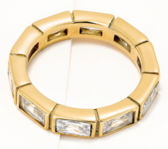 Steel by Diamonique Gold Tone Baguette Eternity Band Size 7