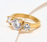 Steel by Diamonique 3 Stone Goldtone Ring Size 5