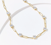 Steel by Diamonique Station & Link Gold Tone Necklace 18"L