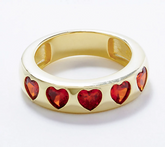 Diamonique x Melissa McGoff Sterling Silver Goldclad Heart Band Ring, Size 8