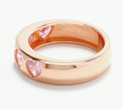 Diamonique x Melissa Mcgoff 14K Rose Gold Plated SS Heart Band Ring, Size 10