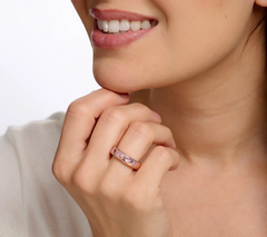 Diamonique x Melissa Mcgoff 14K Rose Gold Plated SS Heart Band Ring, Size 10