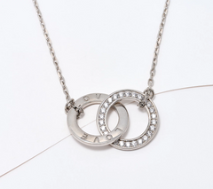 Diamonique Italia Sterling Silver Interlocked Rings Love Necklace
