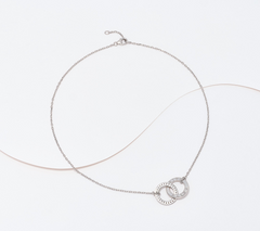 Diamonique Italia Sterling Silver Interlocked Rings Faith Necklace