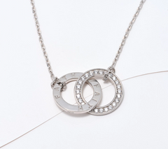 Diamonique Italia Sterling Silver Interlocked Rings Faith Necklace