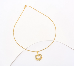 Diamonique Italia Gold Clad "Two Hearts, One Bond" Sterling Silver Necklace