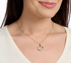 Diamonique Italia Gold Clad "Two Hearts, One Bond" Sterling Silver Necklace