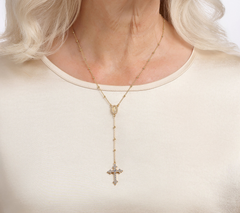 Diamonique Italia Sterling Silver Rosary Necklace