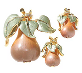 Joan Rivers Handpainted Pear Pin and Earring Set